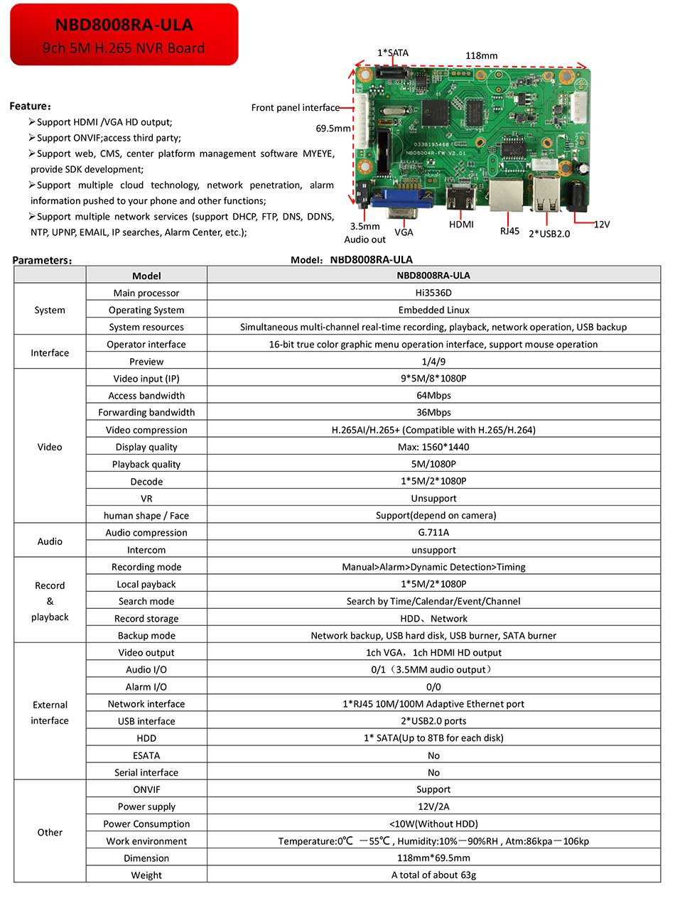 8M 4K NVR 9CH 9ch NVR H.265++ Metal box Network Video